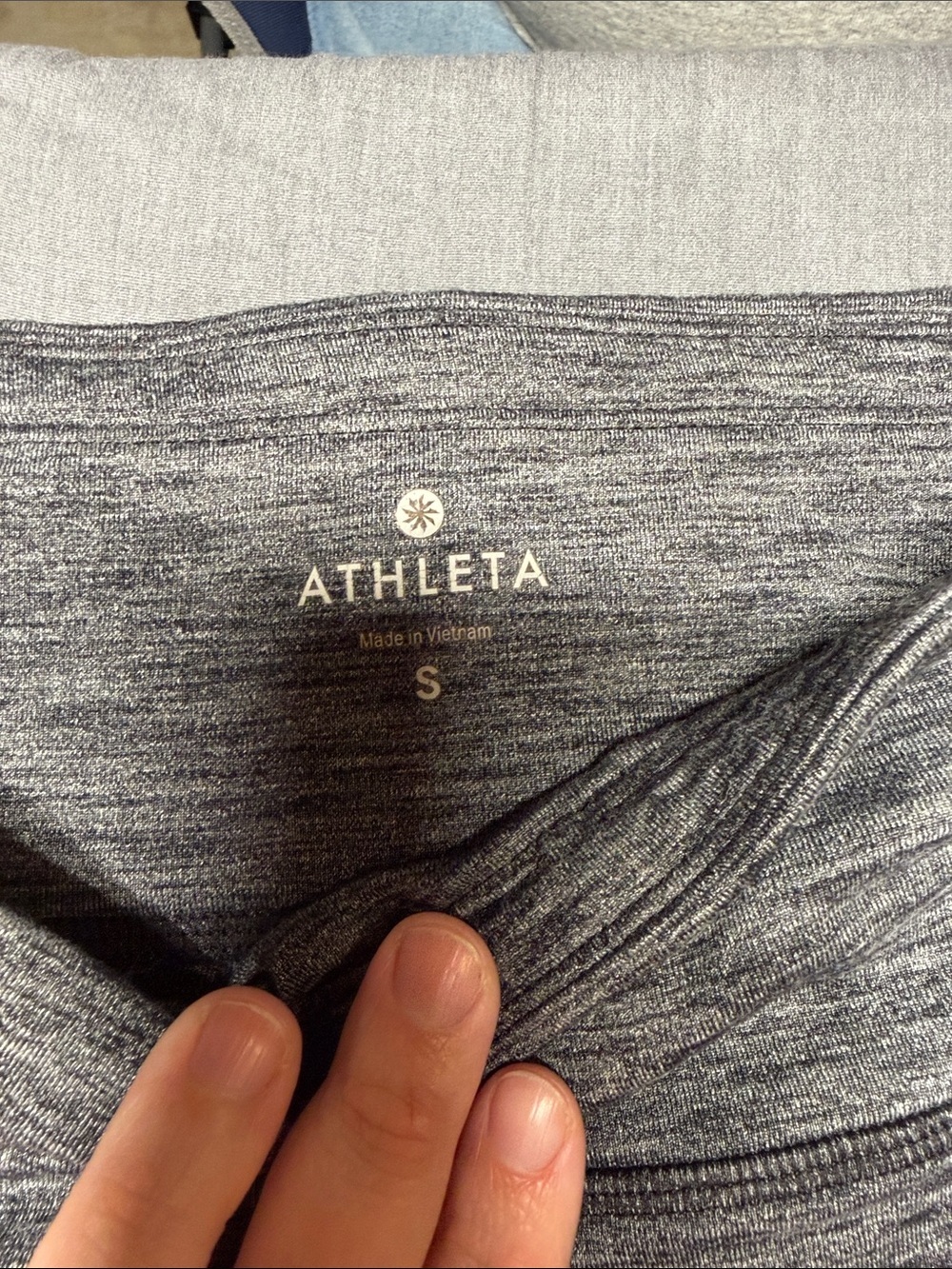 Athleta Gray Heather Performance Leggings with Black Mesh Side Panels - Picture 2 of 3